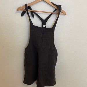 Aerie Grey Shorts Overalls with Tie Straps